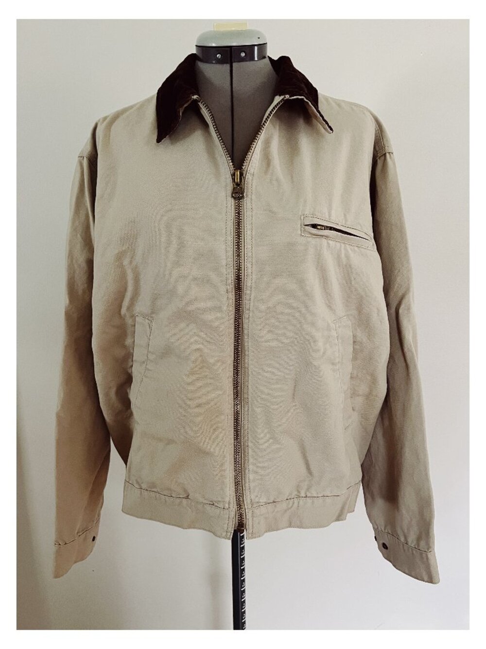 VTG 90s Old Navy Sz S Utility Work Jacket Tan Twill Corduroy Collar